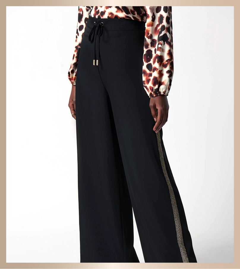 JOSEPH RIBKOFF Wide Leg Pant with Lurex Trim Sizes to fit 10-24 $150 Was $399 Save $249