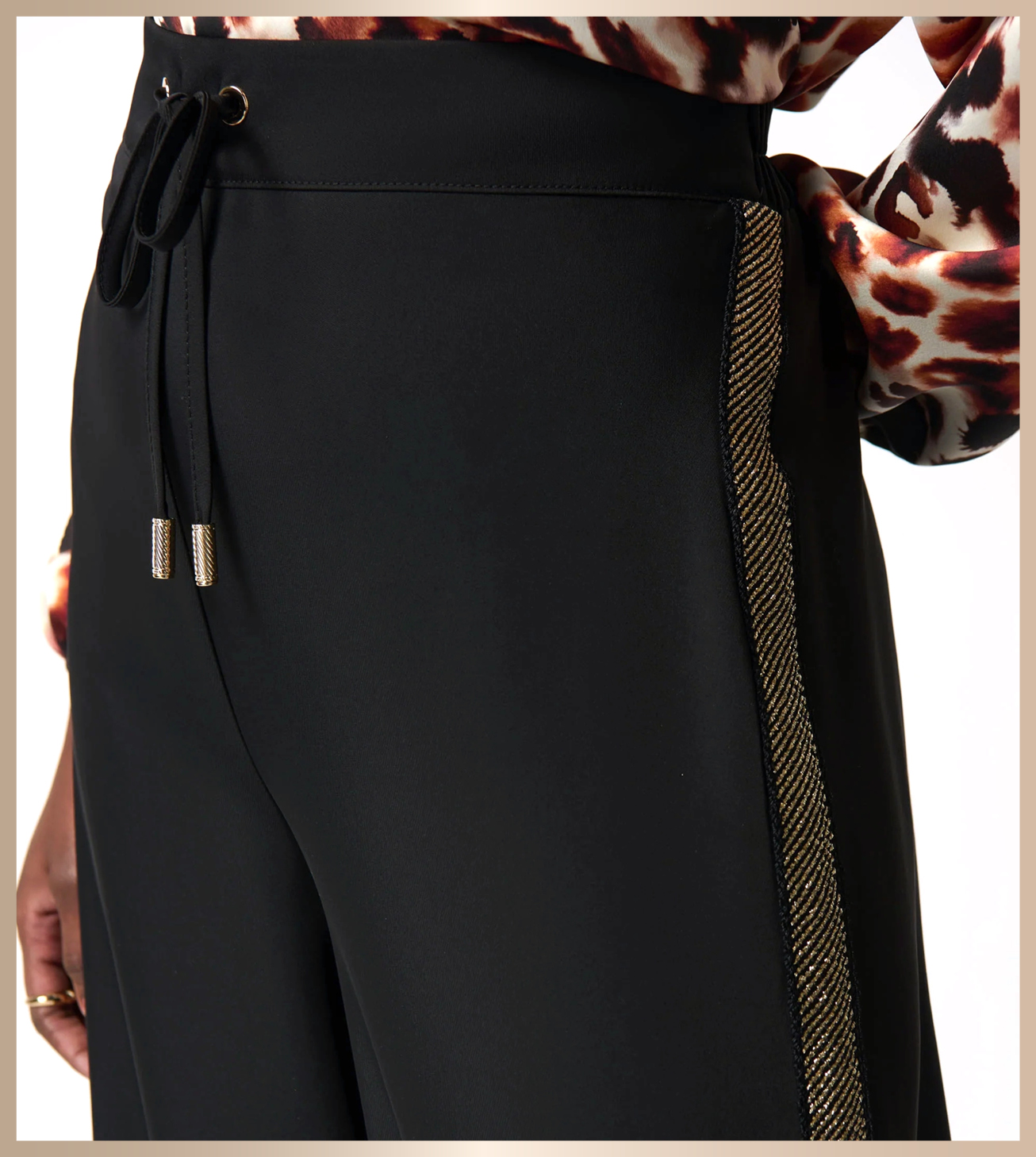 JOSEPH RIBKOFF Wide Leg Pant with Lurex Trim Sizes to fit 10-24 $150 Was $399 Save $249