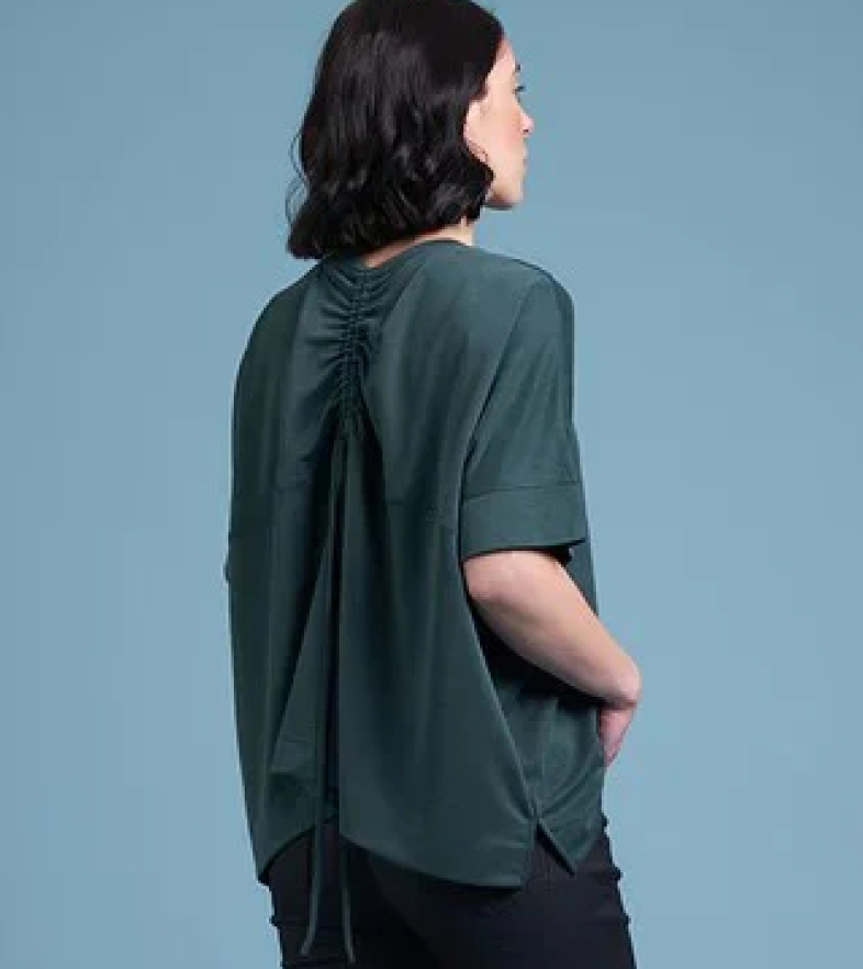 Drawcard Top  Super soft cupro blend knit. In Malachite   Assorted sizes to fit 10-20