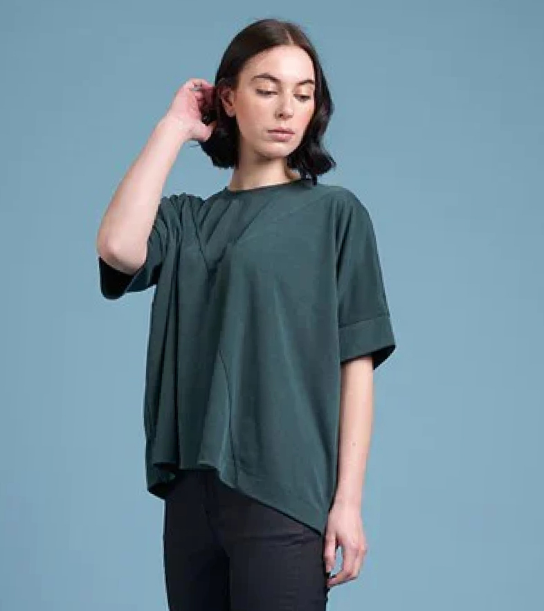 Drawcard Top  Super soft cupro blend knit. In Malachite   Assorted sizes to fit 10-20