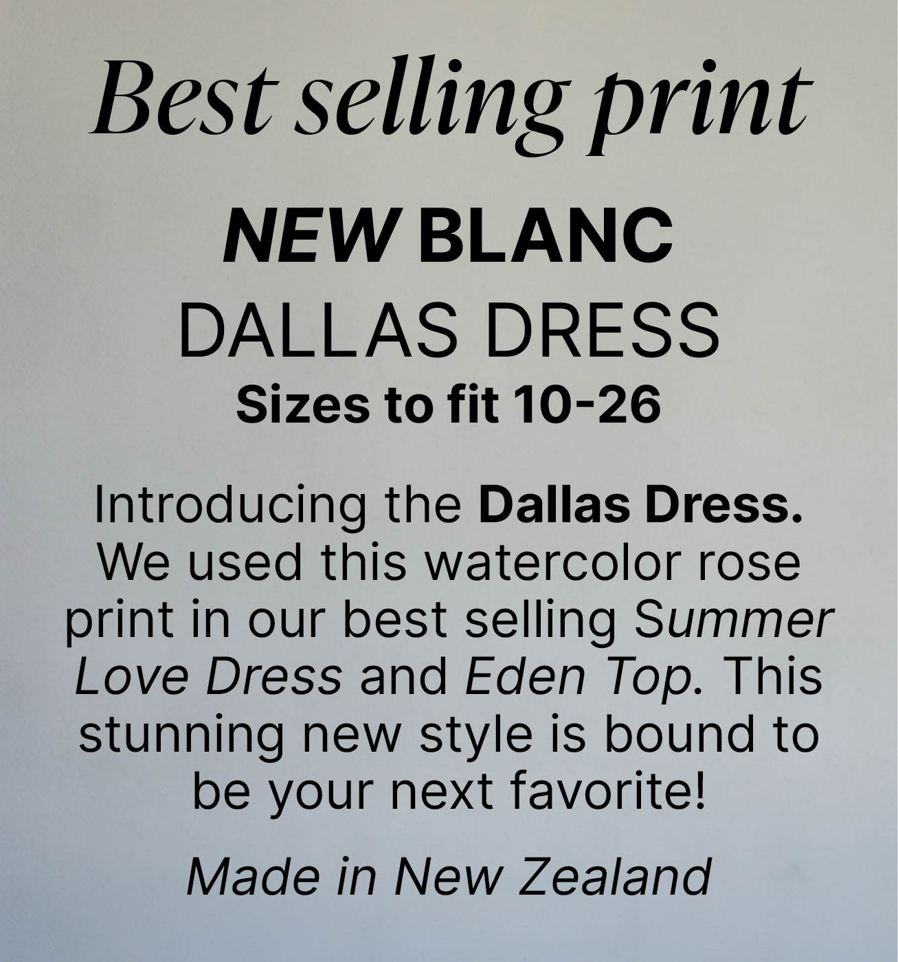 NEW BLANC DALLAS DRESS Sizes to fit 10-26