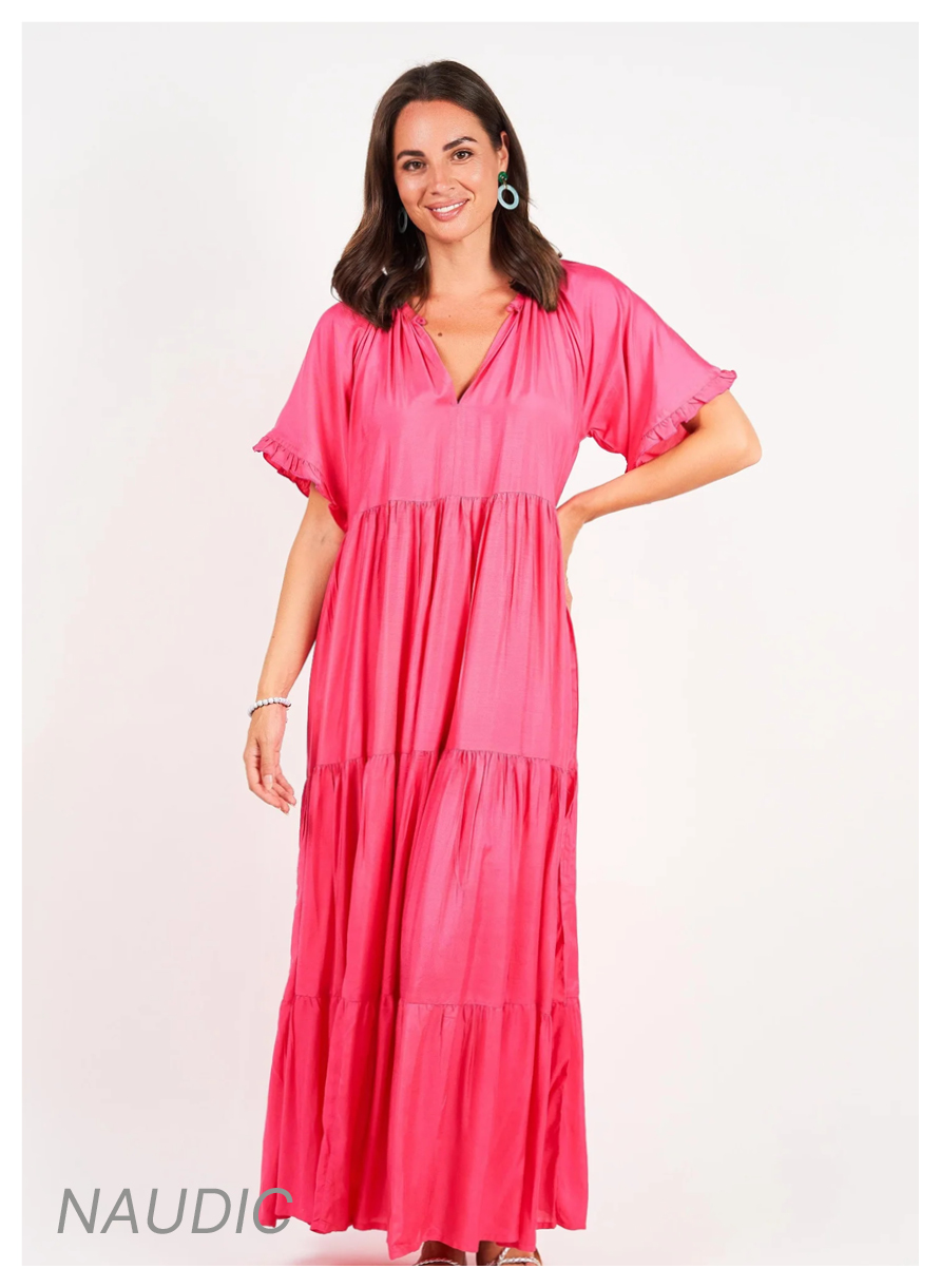 Naudic - LV7047 Amisha Short Sleeve Maxi Dress