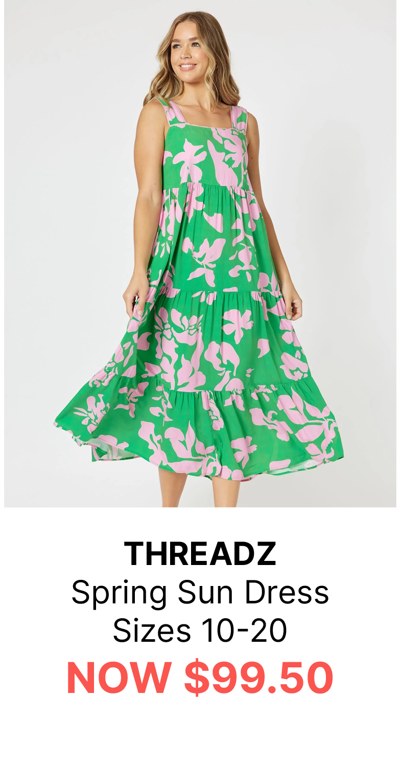 THREADZ Spring Sun Dress Sizes 10-20 NOW $99.50