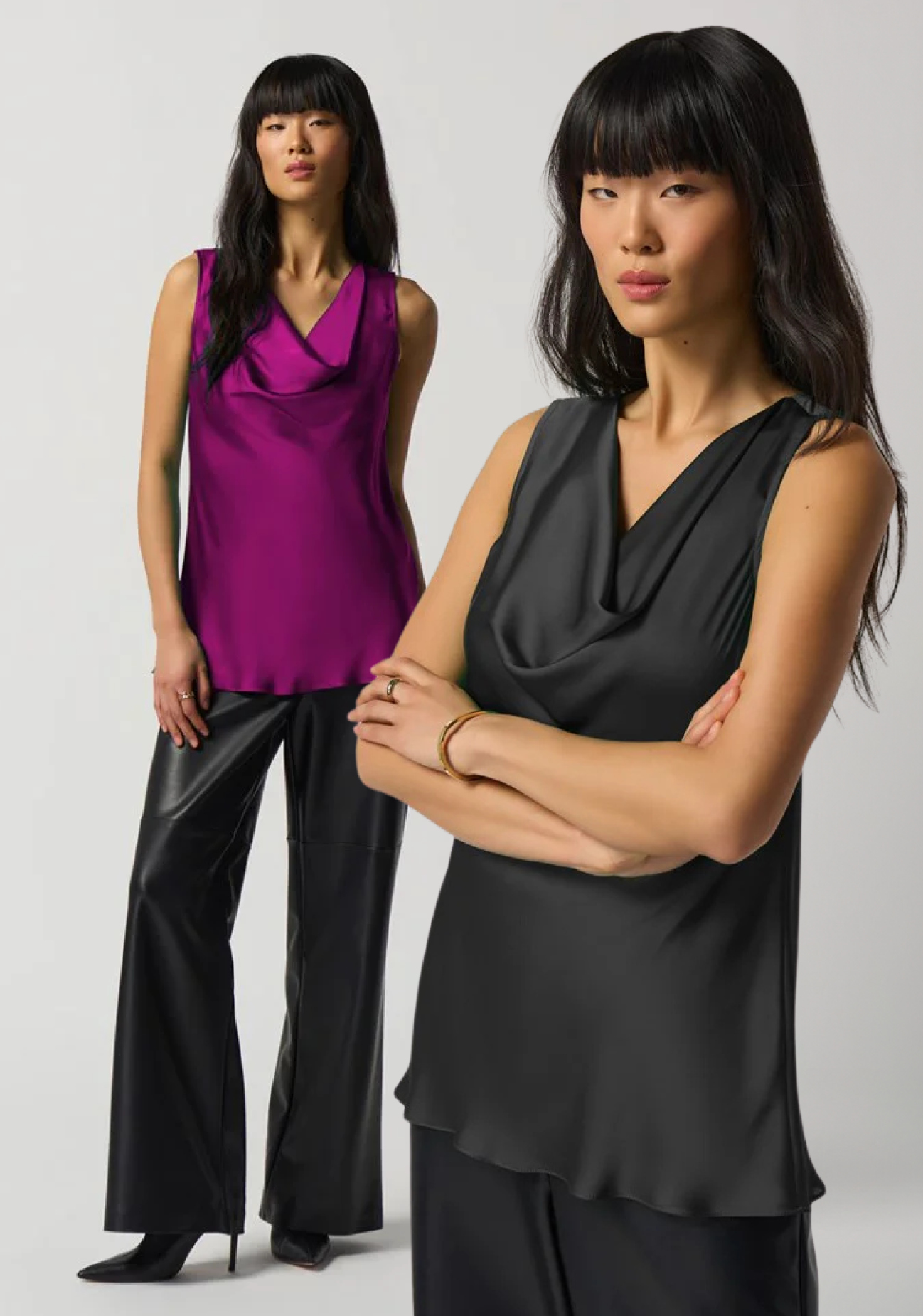 Joseph Ribkoff Satin Cowl Top Sizes 10-24 NOW $99.50. 