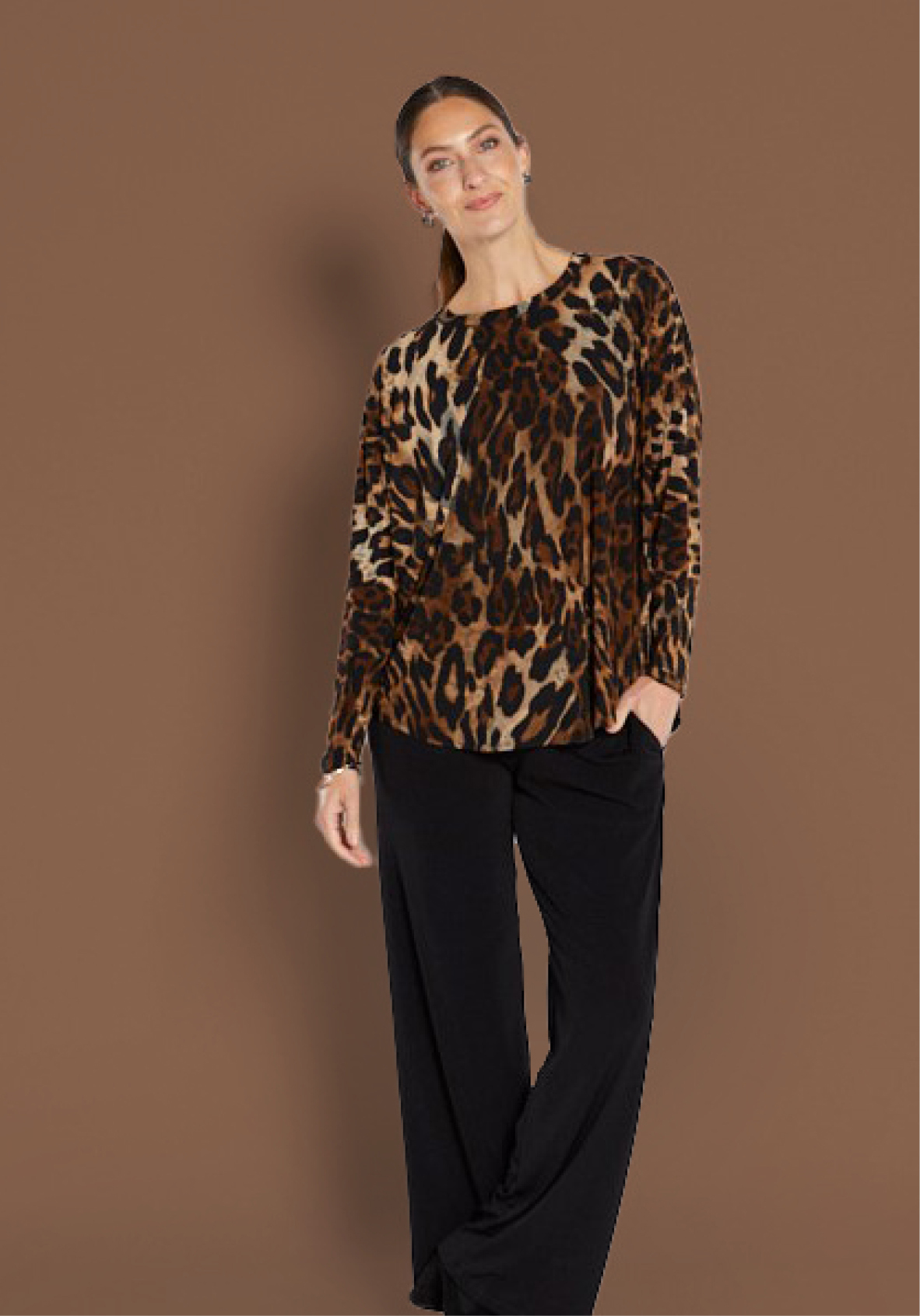 CHERIE Long Sleeve Crew Relaxed Tunic Sizes 10-24