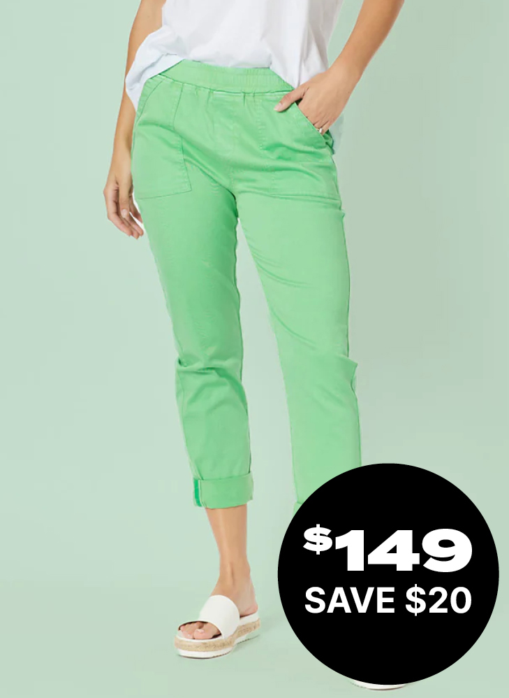 THREADZ  Isabella Cotton Pant  (Also in White)   Sizes 10-20