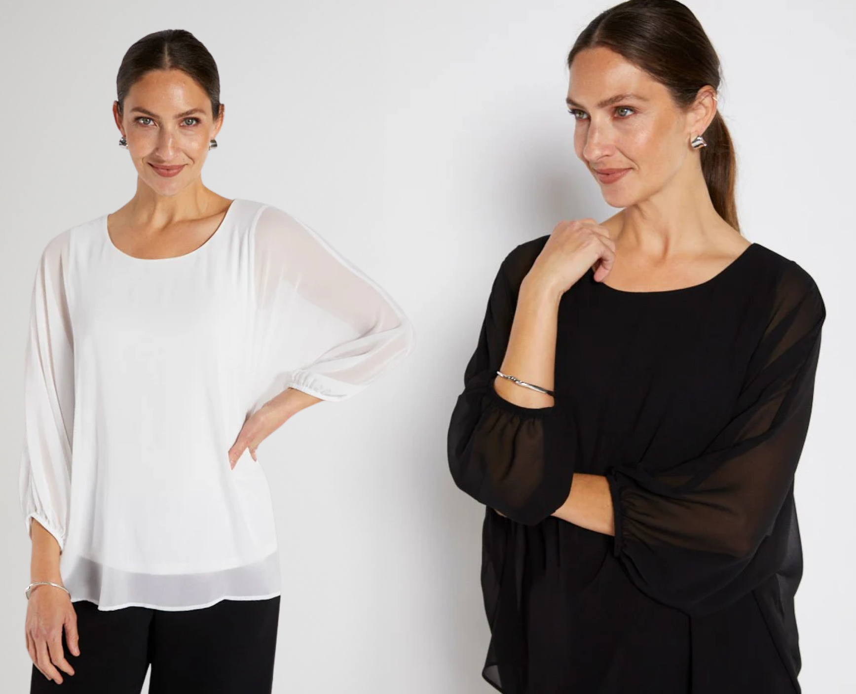 NEW  ELEVATED SHELL TOP  PHILOSOPHY ELIZA   Billow Layered Tunic in White or Black  Sizes 10-24