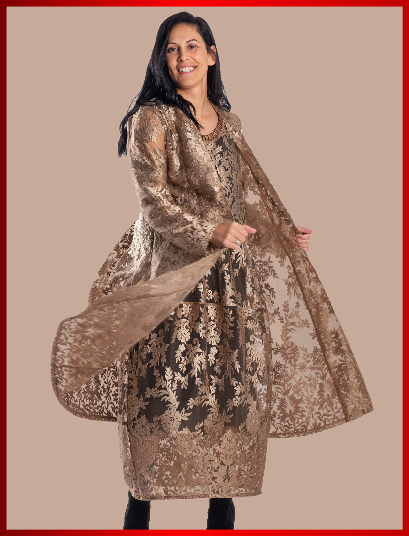 Gold Lace Duster Coat