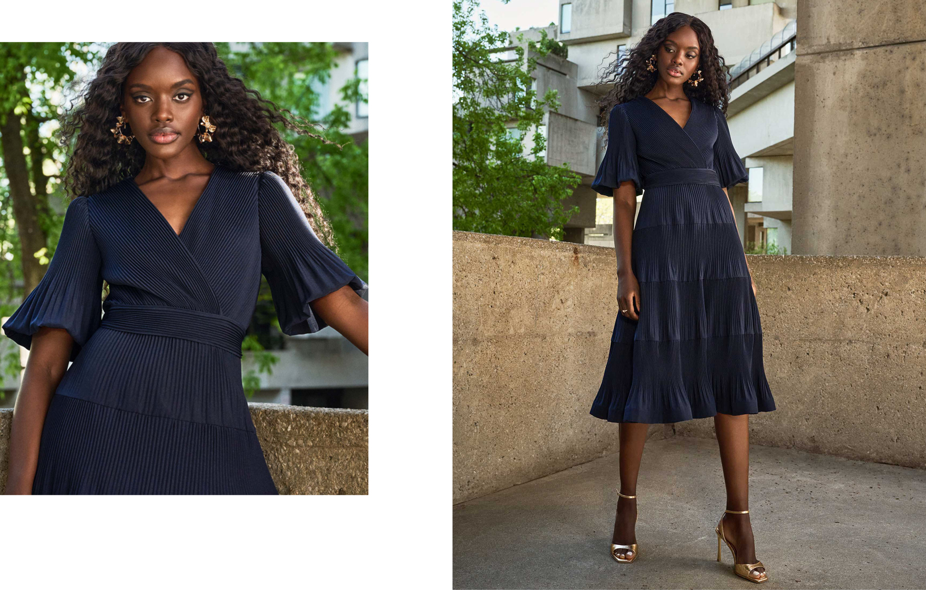 Joseph Ribkoff Pleated Puff Sleeve Dress. Sizes 10-24