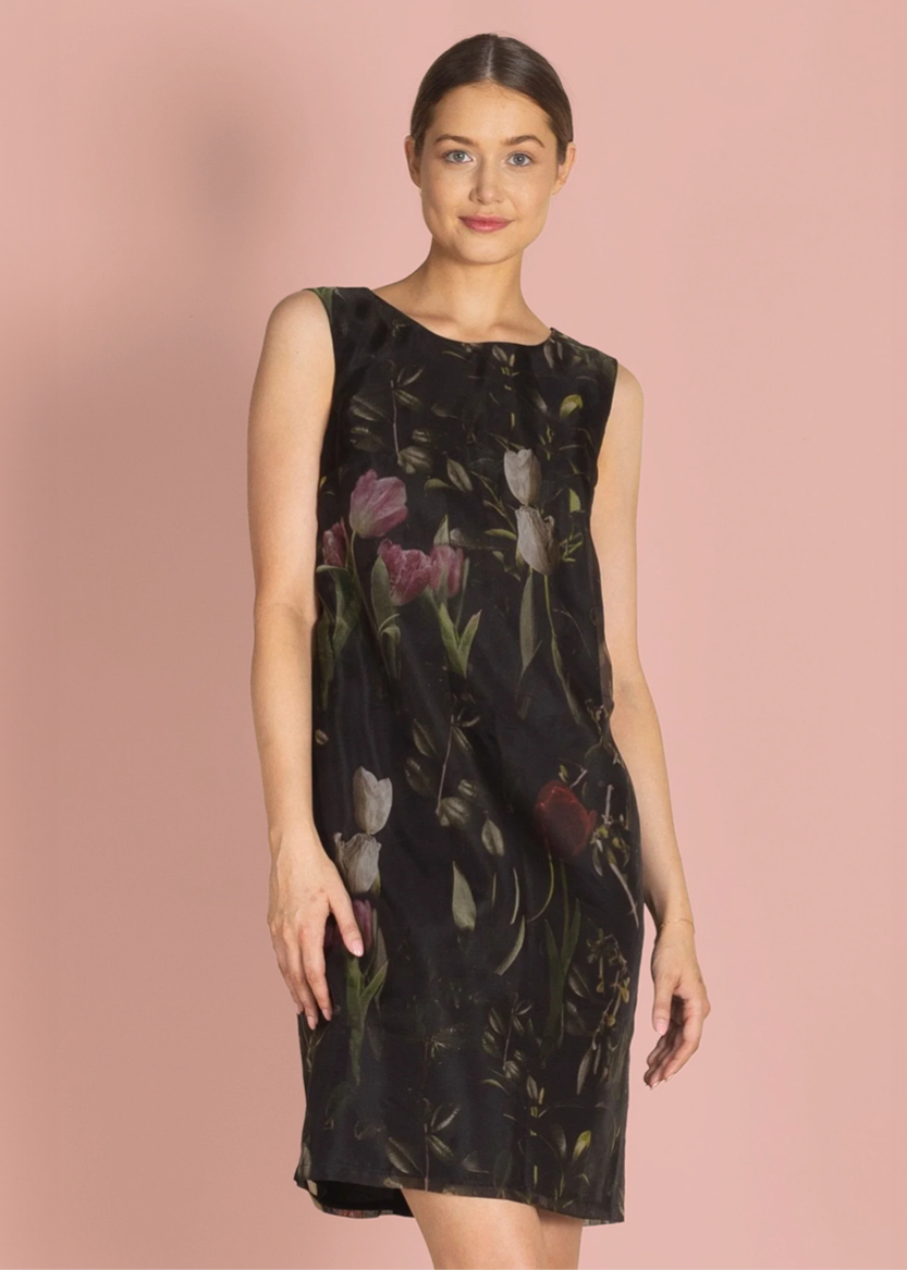 Megan Salmon Tulips Giselle Coat and Tulips Shift Dress. Sizes 10-22