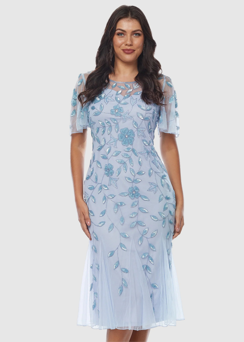 Beaded Floral Dress multiple colours available (Sizes 10-24)