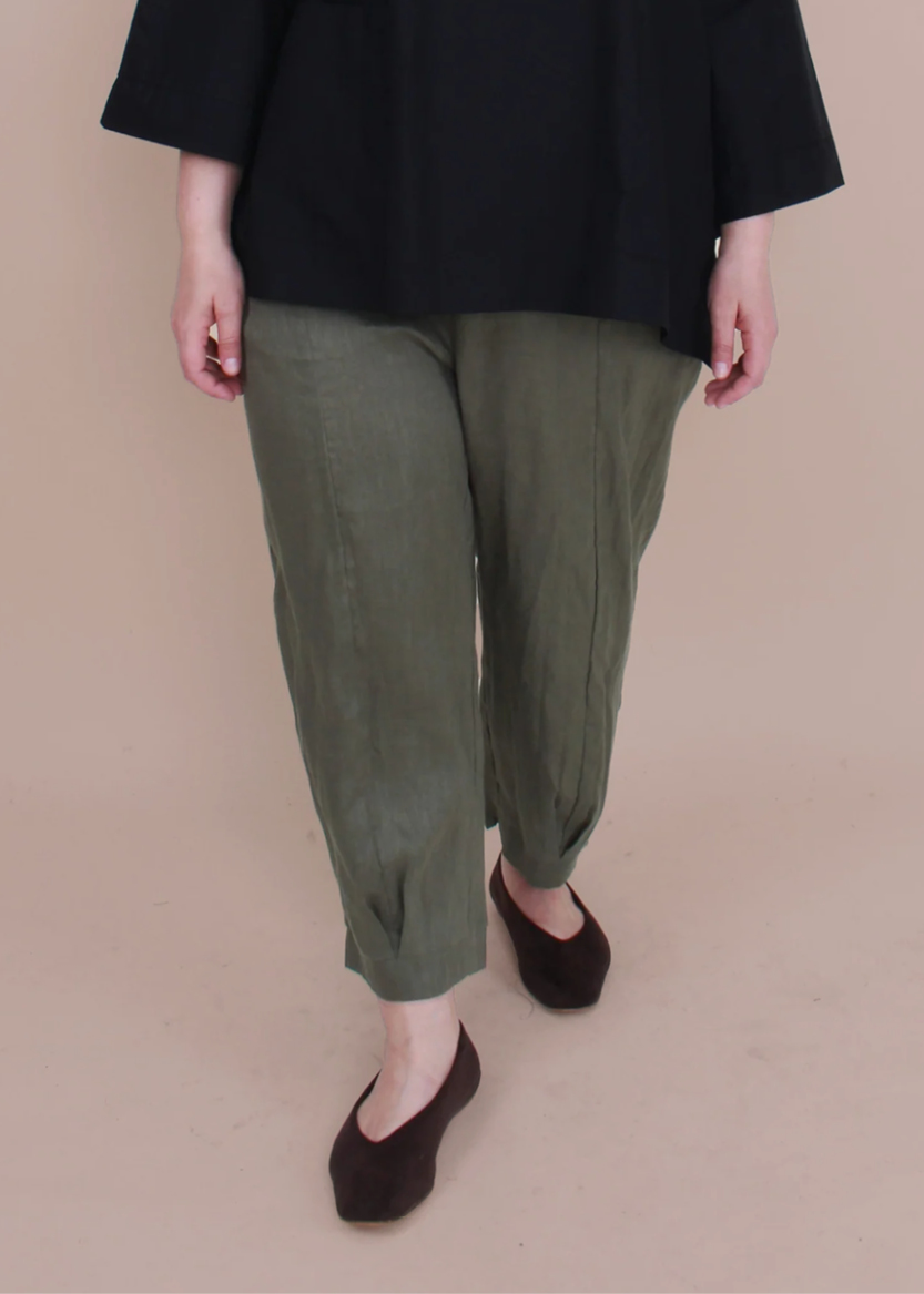 Magazine 100% Linen Helen Cuff Pant in Khaki, sizes to fit 10-22