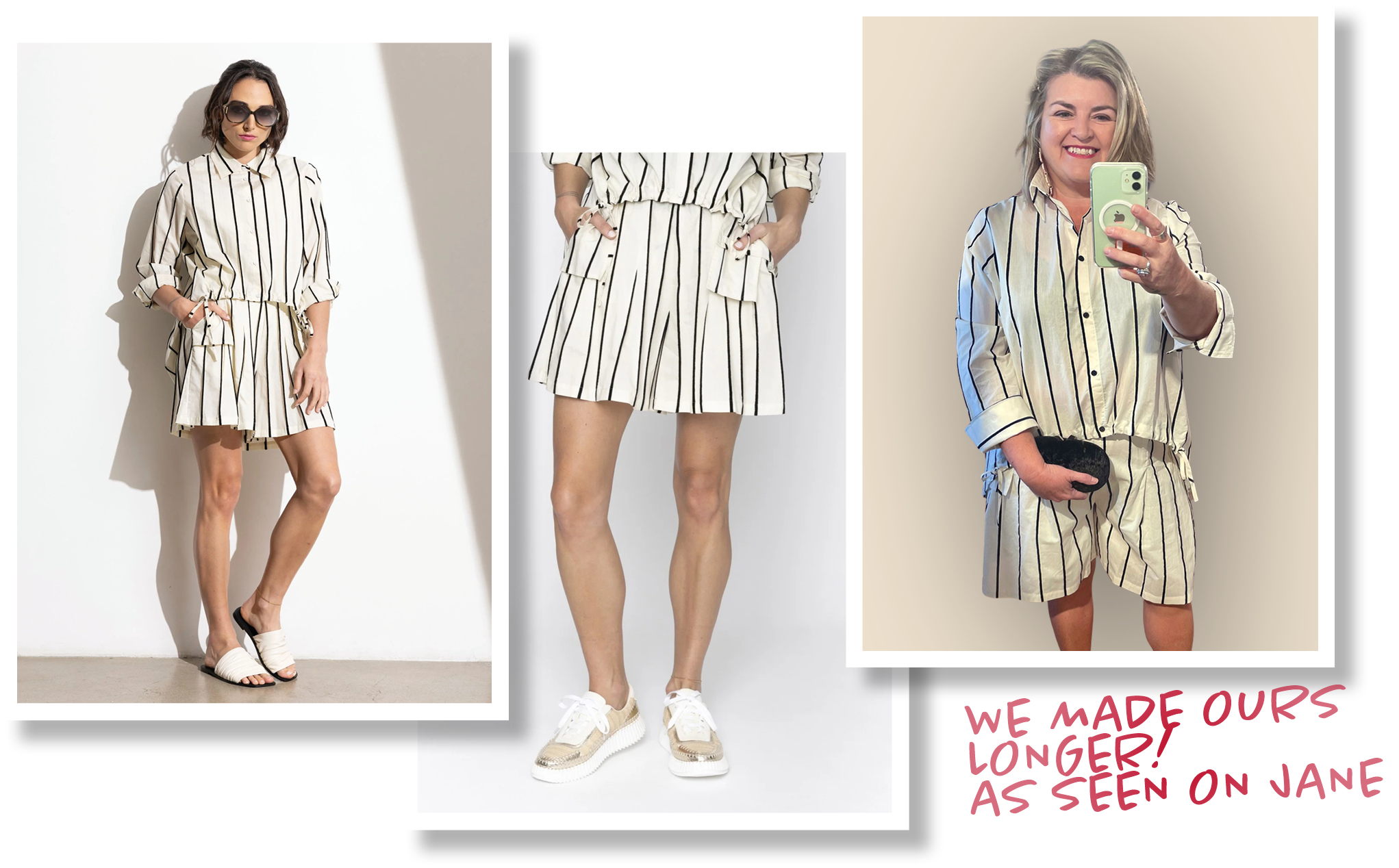 BLACKLIST Michaela Shorts in Off White with Black stripe. Sizes to fit 10-18