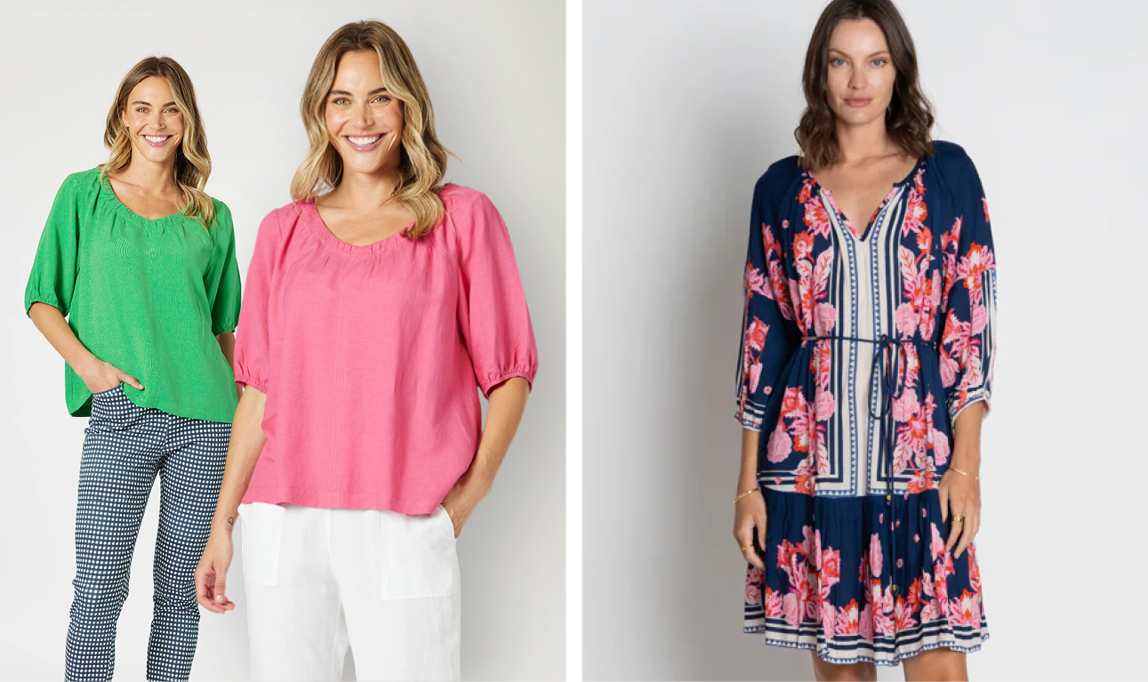 Gordon Smith The Lino V Neck Top, sizes to fit 10-20, Lula Soul Ladera Dress, sizes to fit 10-22