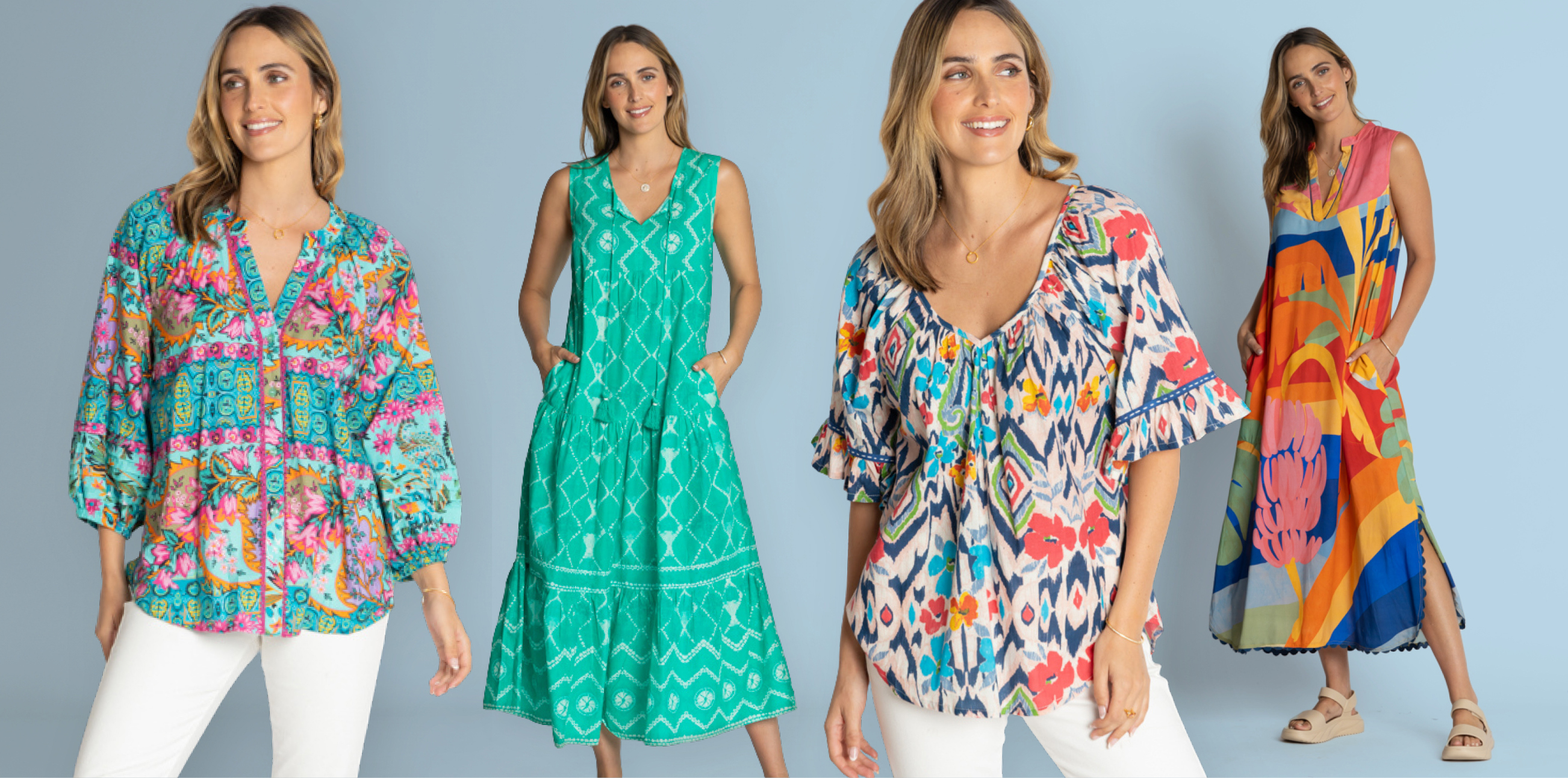 JUST ARRIVED!  Ratana Shirt, Kumo Maxi Dress, Kabira Top and Hermina Maxi Dress. Sizes to fit 10-22