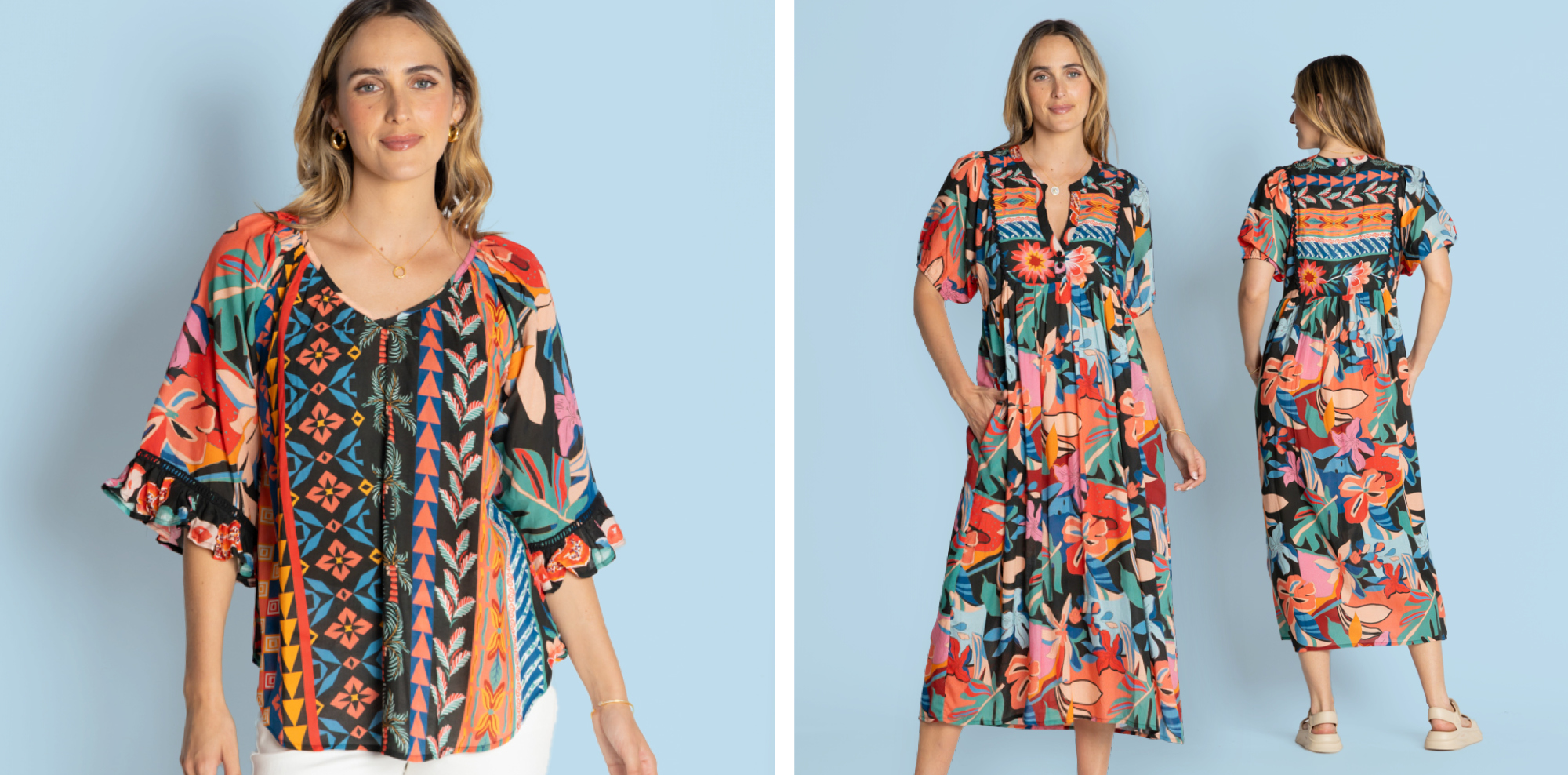 Chabella Top and Chabella Midi Dress. Sizes to fit 10-22