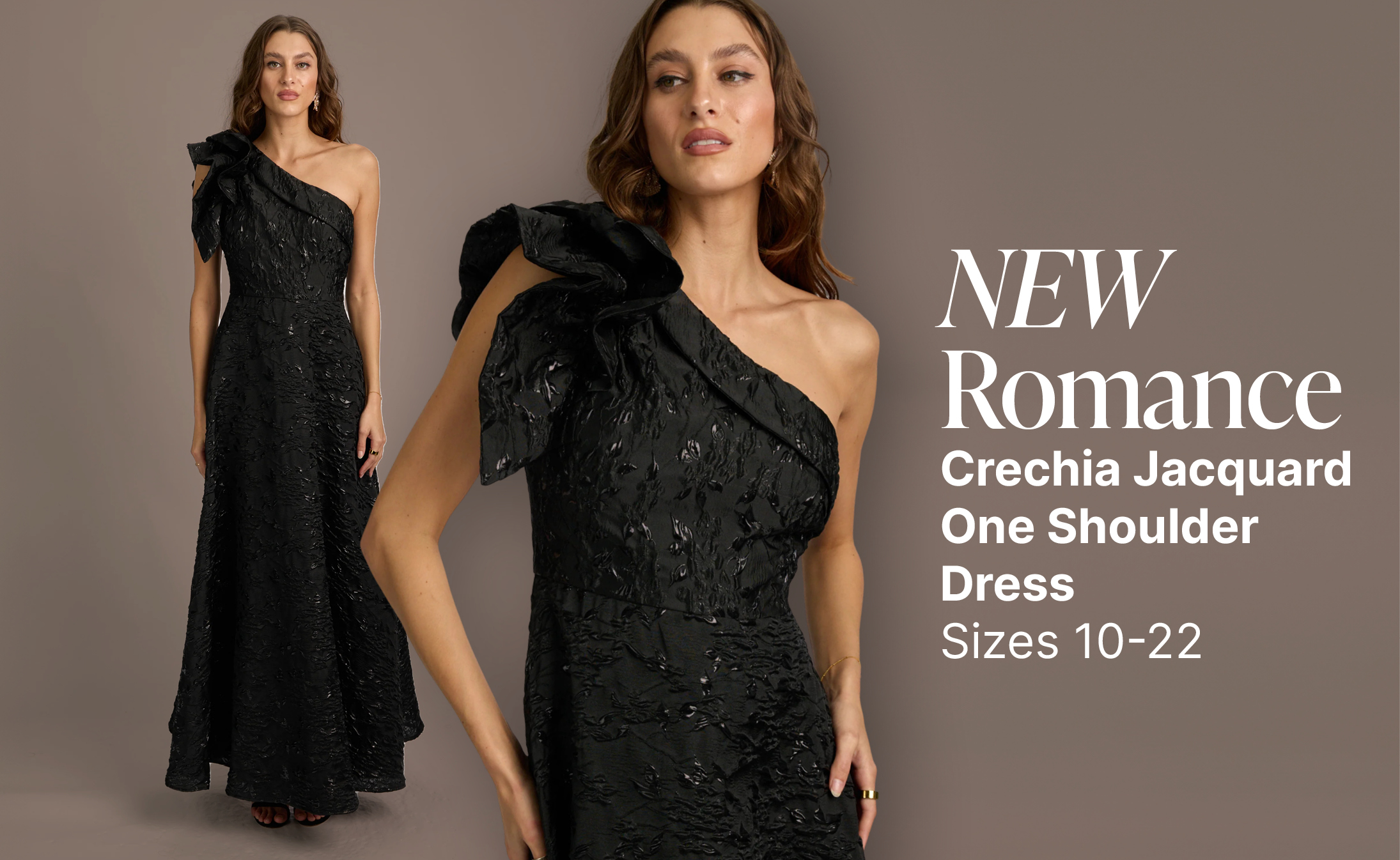 NEW  Romance Crechia Jacquard One Shoulder Dress Sizes 10-22