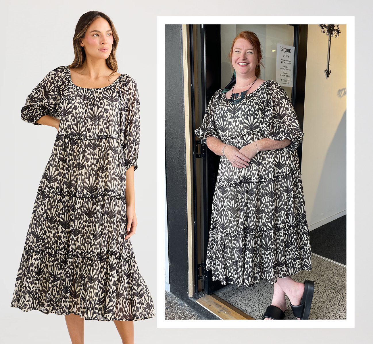 Mt Maunganui's Elizabeth wears the Holiday Grenadine Dress   25% OFF + Take an additional 10% off!