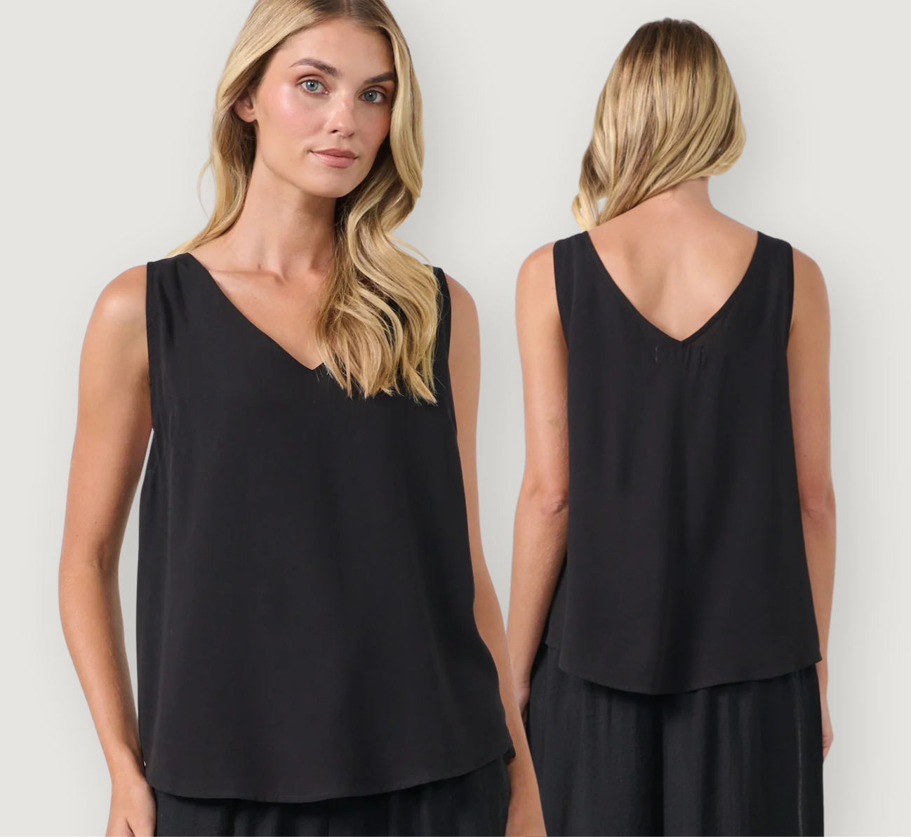 HOLMES AND FALLON   Tank Top Swing V Neck  NOW $49 Was $99 Save $50