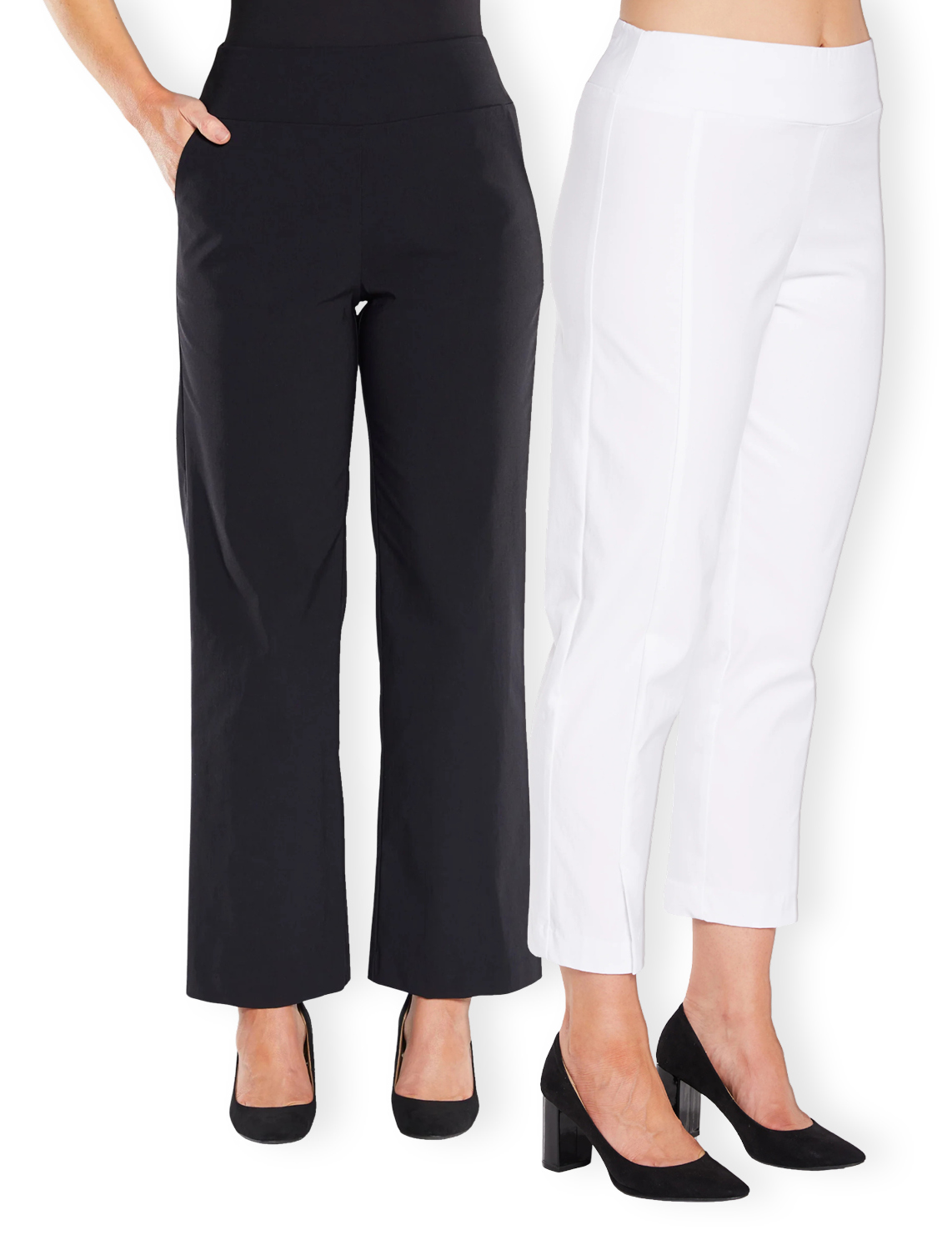 Arrow Wide Leg Pant, Black or Ink, Prix 7/8 Spilt Pant, White or Black.