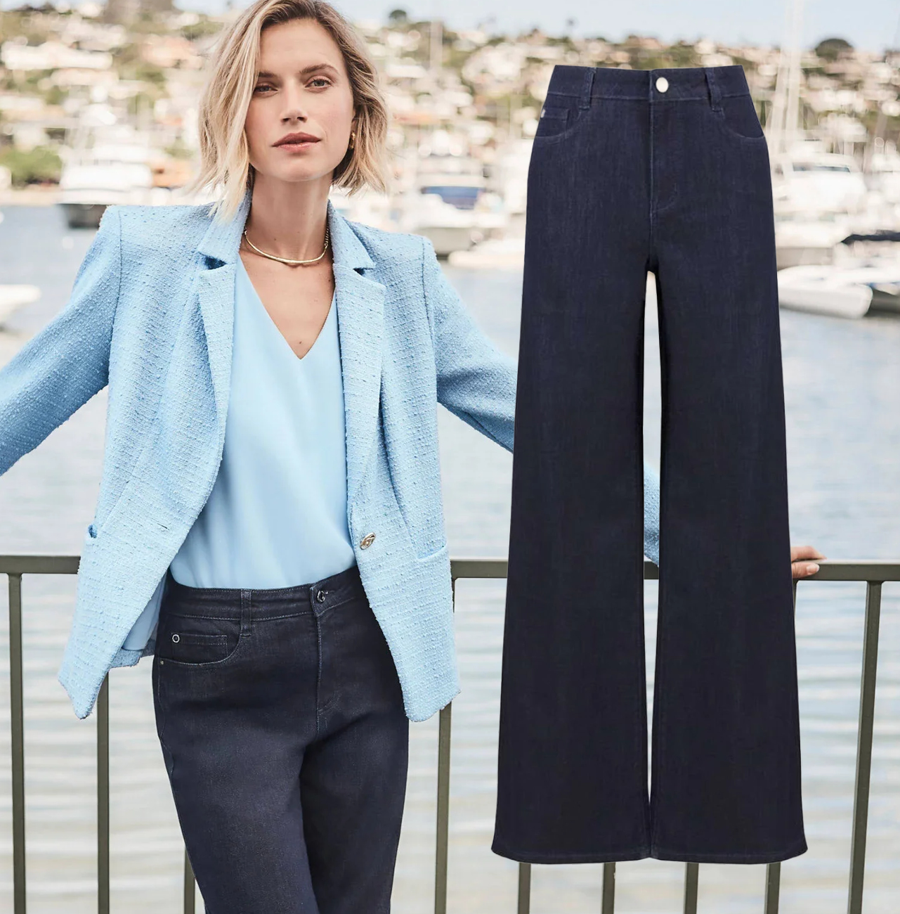   New colour!    Joseph Ribkoff  Goldie Wide Leg Jeans  Mid Wash and Black re-stocked and now in new Dark Wash.    Sizes 10-24