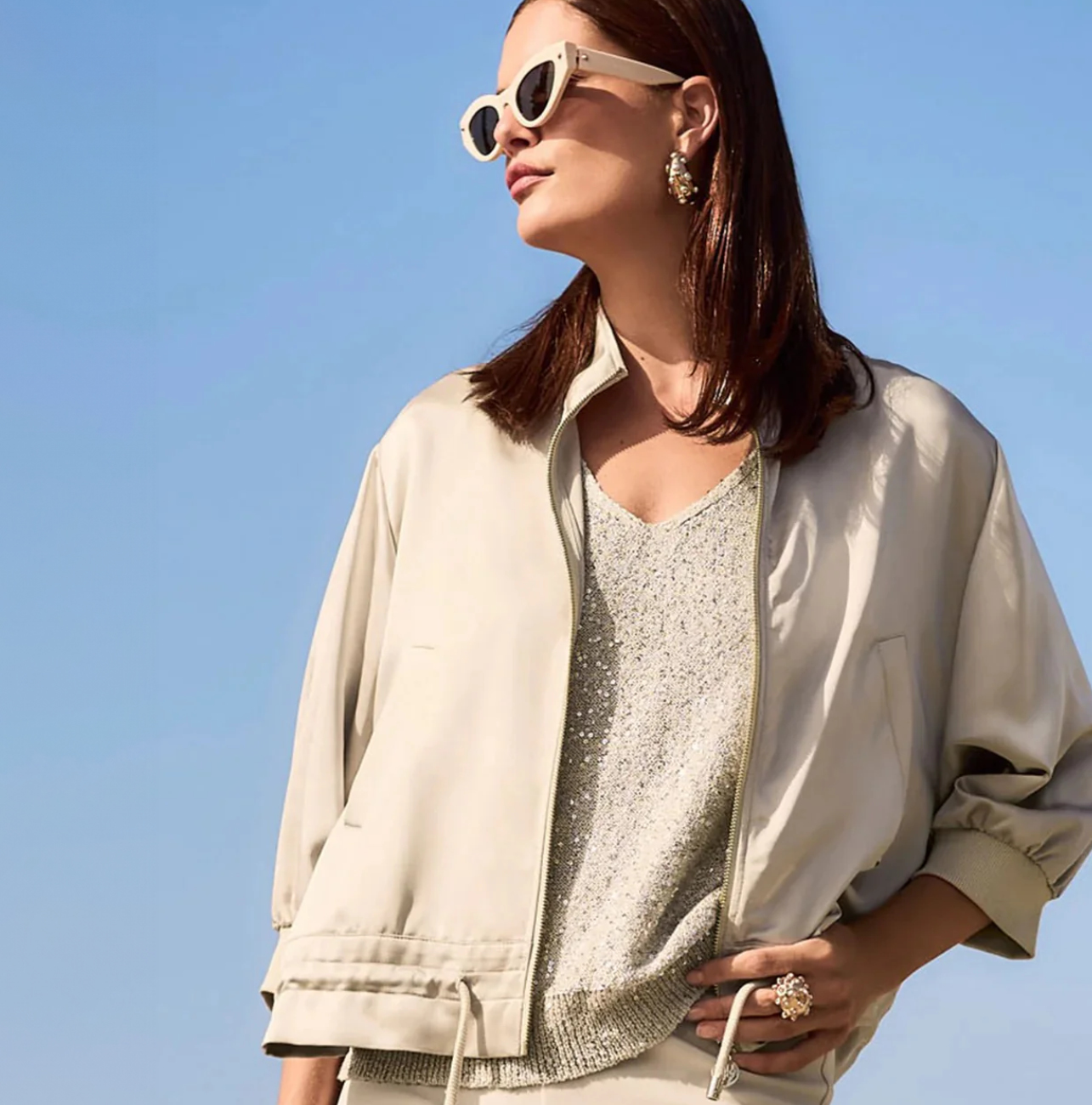 New JOSEPH RIBKOFF  Satin Blouson Jacket