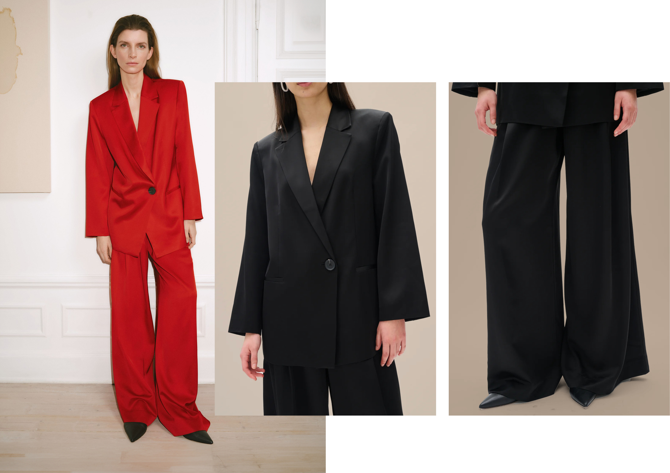 Zumah Blazer and Zumah Pant  A refined take on modern tailoring. The blazer features a relaxed silhouette with classic lapels and a single-button front, while the matching pant falls to a clean wide leg for effortless polish. Worn together or styled separately, these styles are designed for confident, everyday dressing.  Cranberry or Black. Sizes to fit 12-20