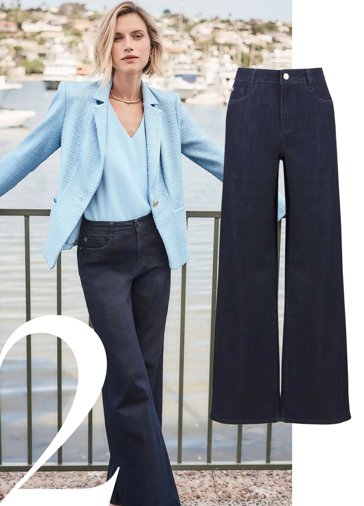 2: JOSEPH RIBKOFF Goldie Wide Leg Jean in new Dark Denim. Sizes 12-24  