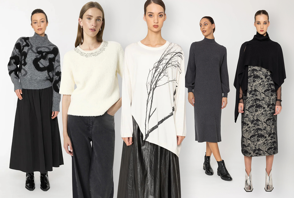 BLACKLIST Oris Top,  SOAKED IN LUXURY Selene Pullover, BONE AND ARROW 100% Wool Perri Tunic, TWO BY TWO Moira Dress in Charcoal (also in Oatmeal) and BONE AND ARROW 100% Wool Fluxx Top