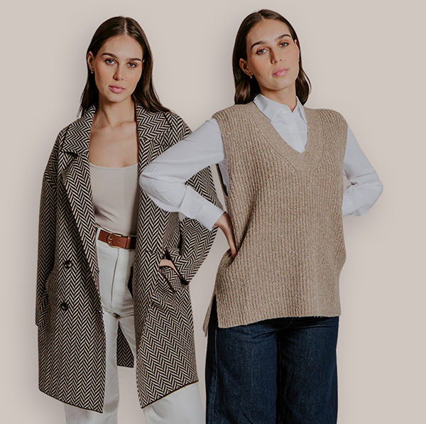 New!  Bella  Herringbone Jacket  Relaxed Vest