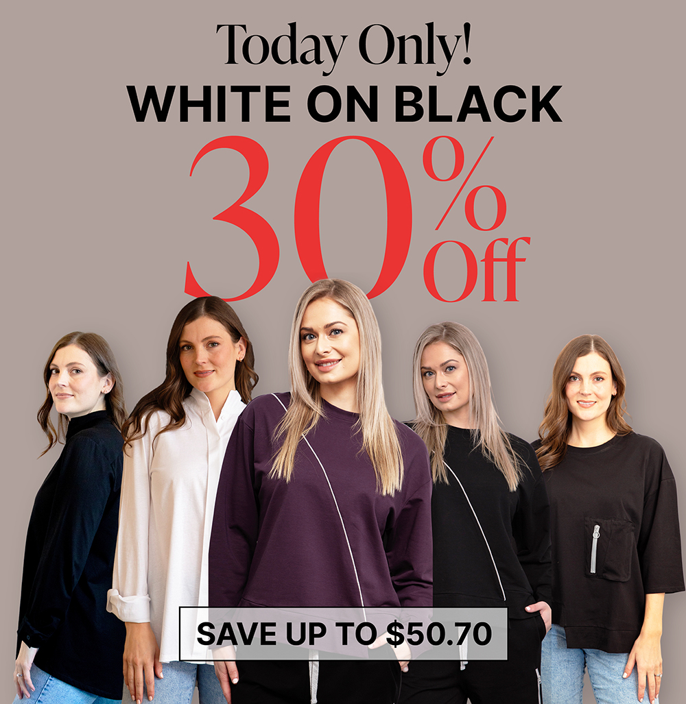 30% OFF White on Black
