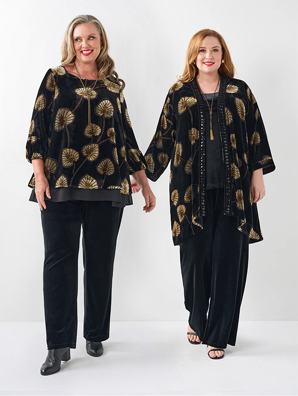 SWISH Velvet Golden Lotus Top or Jacket