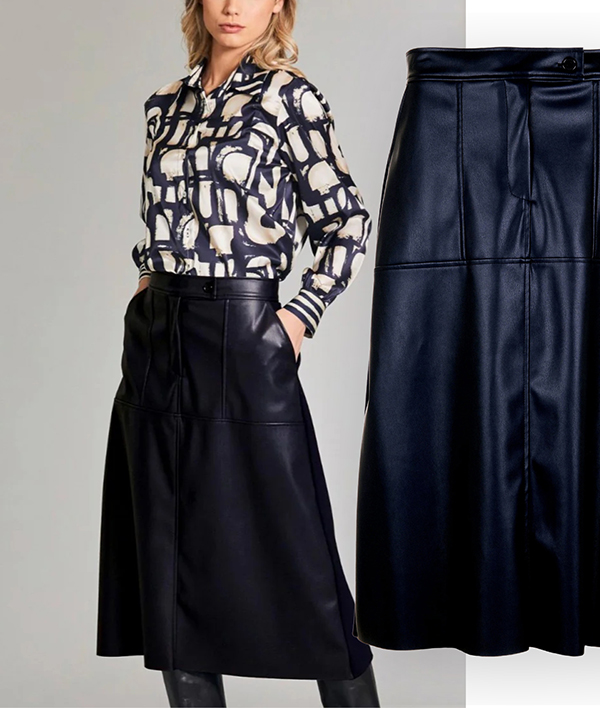 PERUZZI  Mock Leather Skirt