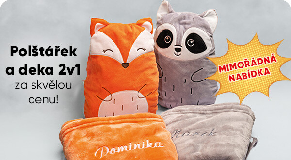 1. června - DEN DĚTÍ se blíží, připravte si dárek. Třeba DEKU & POLŠTÁŘ 2v1 jen za 129 Kč! S výšivkou jen 189 Kč!