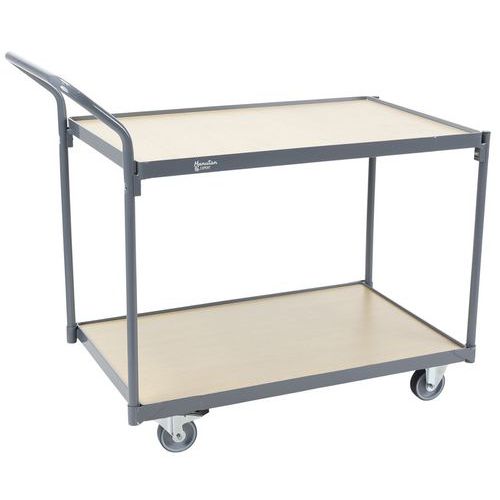 Carro com 2 plataformas em madeira – capacidade de 250 kg – Manutan Expert