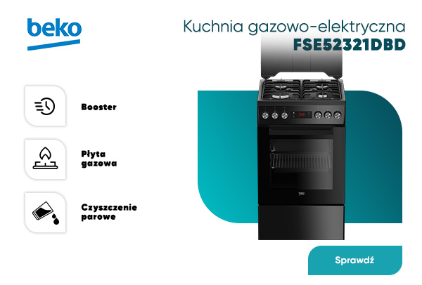 Kuchnia gazowo-elektryczna Beko teraz za 1149 zł