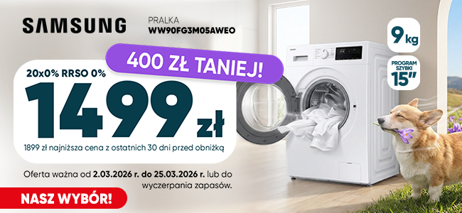 Pralka Samsung 9 kg aż 400 zł taniej!