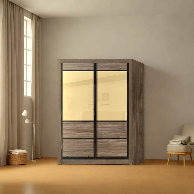 Modular sliding wardrobe with storage compartments