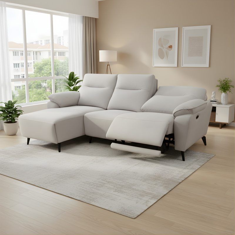 Premium reclining sofa in a family living room