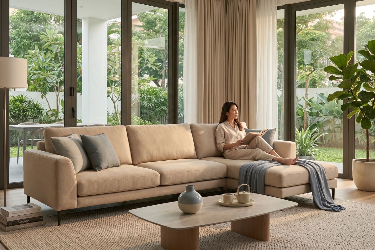 L-shaped sofa featured in the Megafurniture Anniversary Flash Sale