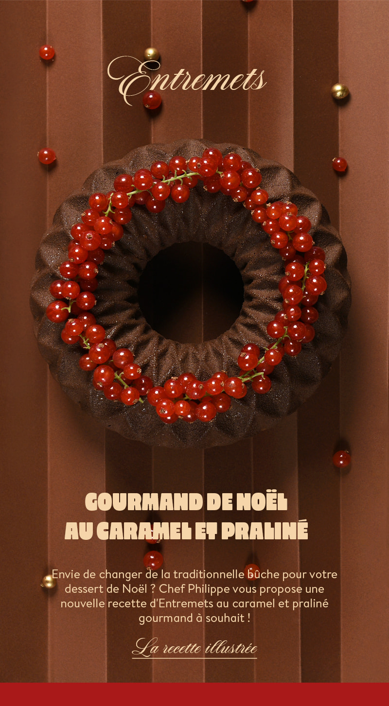 Entremets gourmand de Noël au caramel et praliné