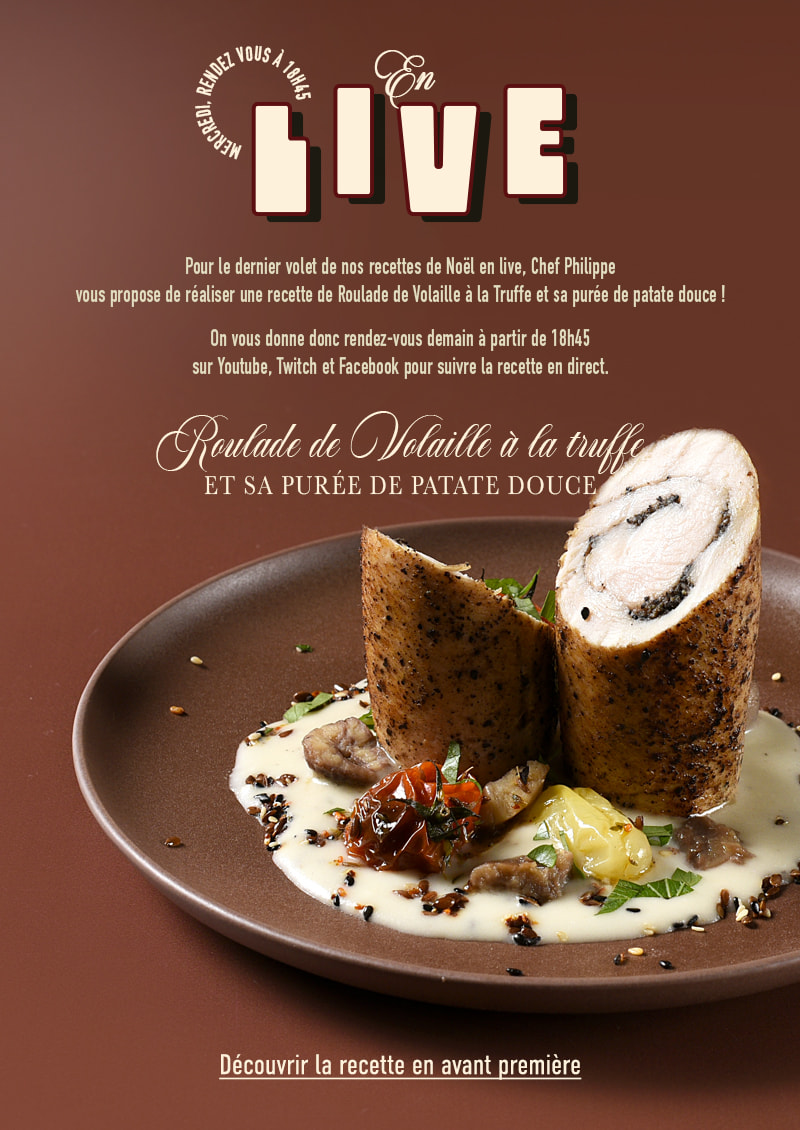 Roulade de volaille à la truffe et sa purée de patate douce