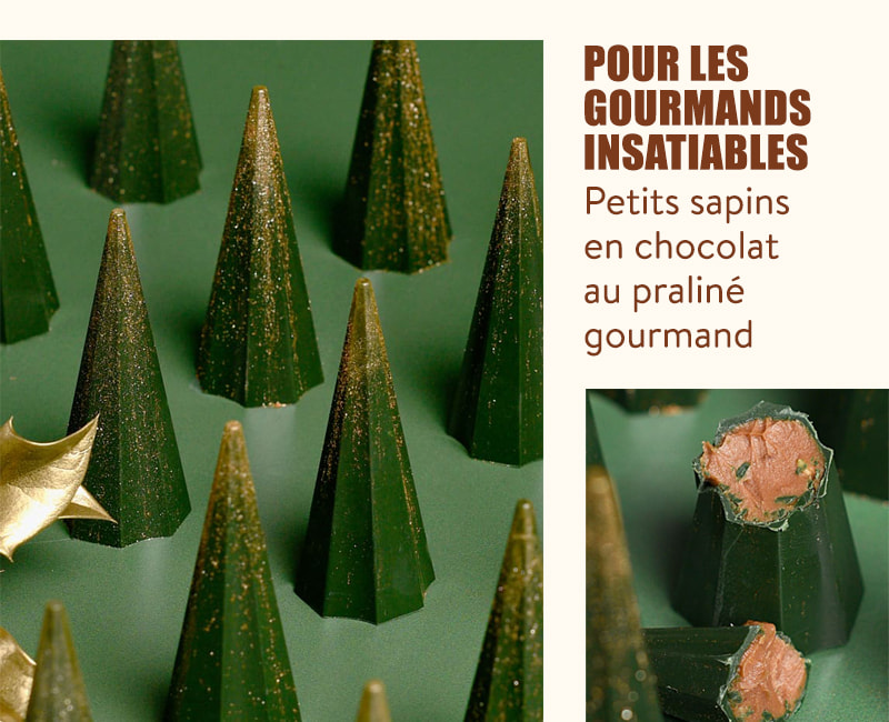 Des petits sapins en chocolat au praliné gourmand