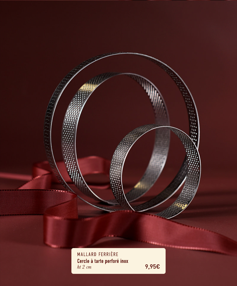 Cercle à tarte perforé inox - ht 2 cm - Ø 12 cm - Mallard Ferrière