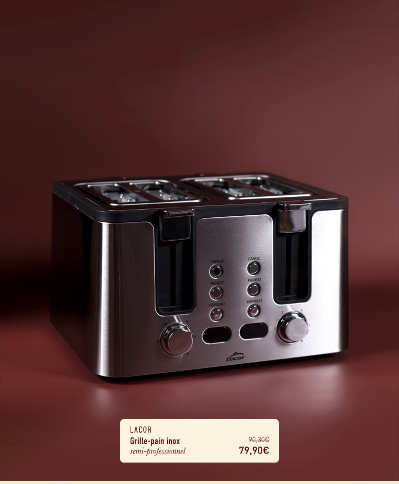 Grille-pain inox - semi-professionnel - 4 tranches - Lacor