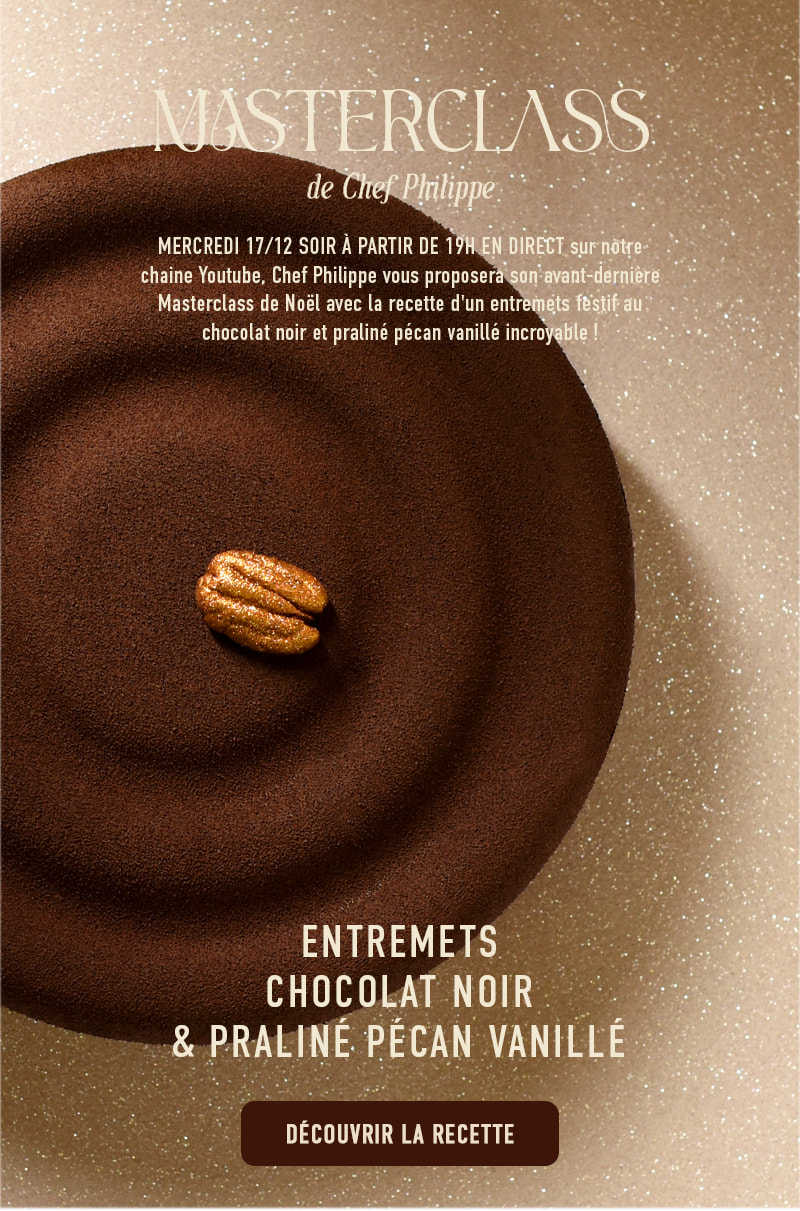 Entremets chocolat noir & praliné pécan vanillé