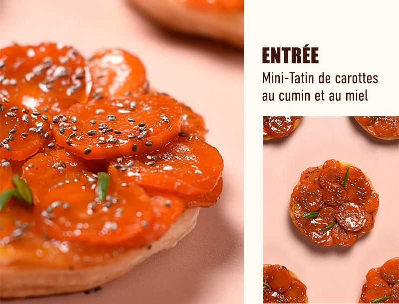 Mini-tatin de carottes au cumin et miel