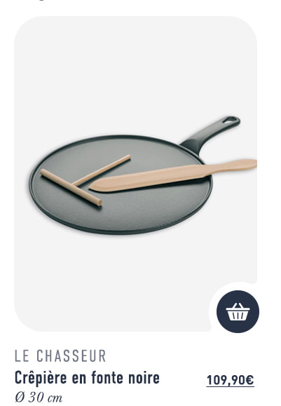 Crêpière en fonte noire - + spatule + rateau - Ø 30 cm - Le Chasseur