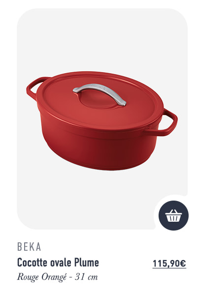 Cocotte ovale Plume - rouge orangé - 31cm