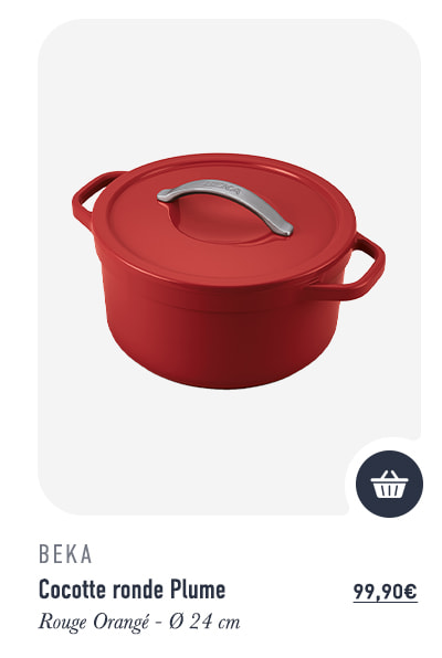 Cocotte ronde Plume - rouge orangé - Ø24cm